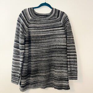 a.n.a. crew neck pullover black and white striped long sleeve sweater. Size L